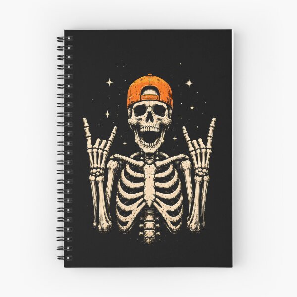 Item preview, Cool skeleton wearing a cap making rock hand gestures halloween designed and sold by rafaeltto.