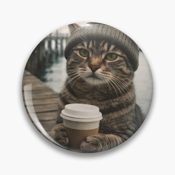 Item preview, Cat Drinking Coffee Wall Art | Cozy Feline Enjoying a Warm Cup | Retro Photography Aesthetic Nostalgic Vintage Print designed and sold by PaintedPixels01.