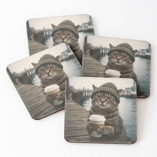 Item preview, Cat Drinking Coffee Wall Art | Cozy Feline Enjoying a Warm Cup | Retro Photography Aesthetic Nostalgic Vintage Print designed and sold by PaintedPixels01.