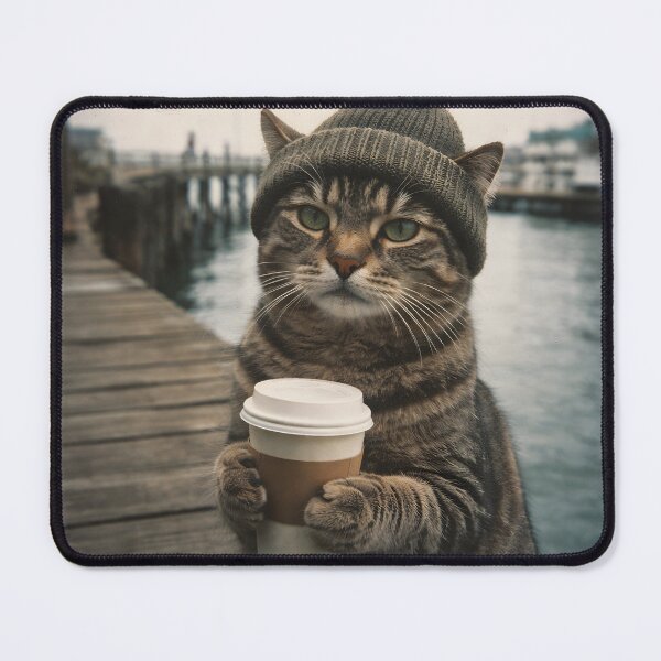 Item preview, Cat Drinking Coffee Wall Art | Cozy Feline Enjoying a Warm Cup | Retro Photography Aesthetic Nostalgic Vintage Print designed and sold by PaintedPixels01.