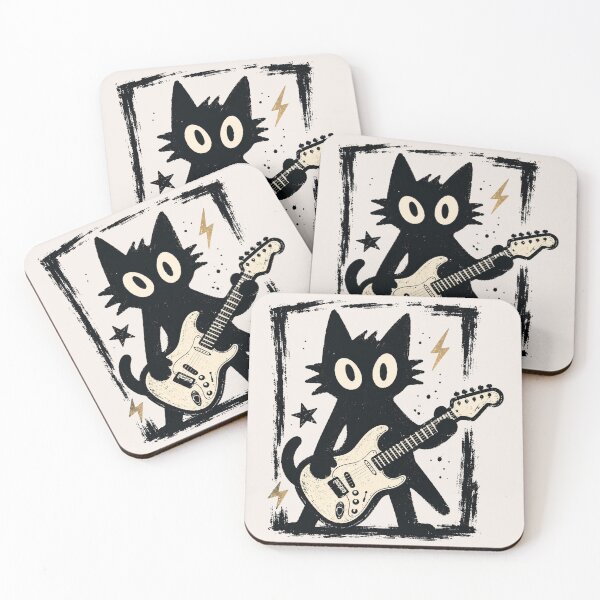 Item preview, Rock Star Cat, Vintage Kitten Y2K, Rock and Roll Cat, Electric Guitar Kitty, Cat Grunge Punk Music Lover Gift for Him designed and sold by Quiajia.
