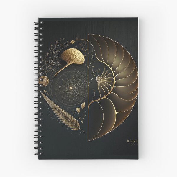 Item preview, Gold Nautilus and Botanical Study on Charcoal designed and sold by RAGANADesign.