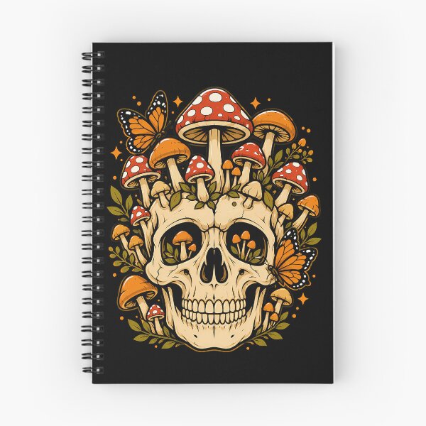 Item preview, Skull with Colorful Mushrooms and Butterflies Design Halloween designed and sold by rafaeltto.