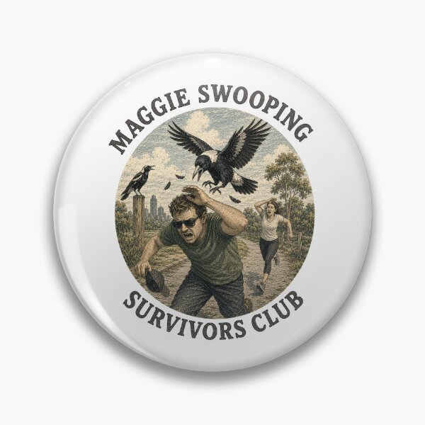 Item preview, Maggie Swooping Survivors Club Funny Magpie Aussie Slag designed and sold by Yellowriversss.
