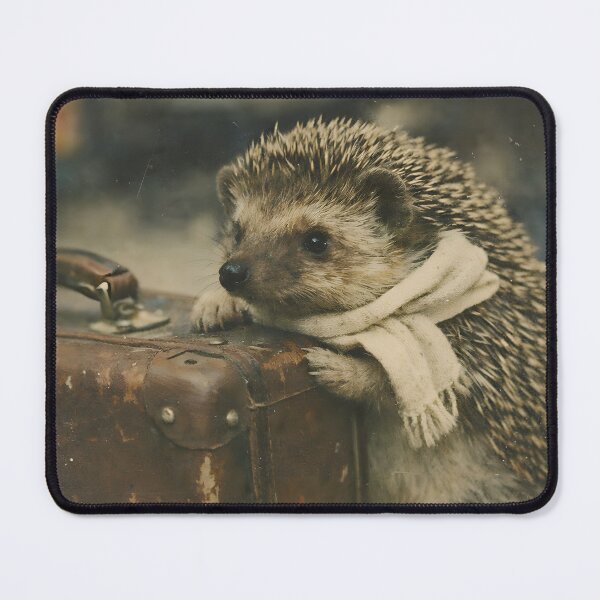 Item preview, Vintage Hedgehog Traveler Wall Art | Charming Woodland Explorer with Travel Gear | Retro Photography Aesthetic Nostalgic Print designed and sold by PaintedPixels01.