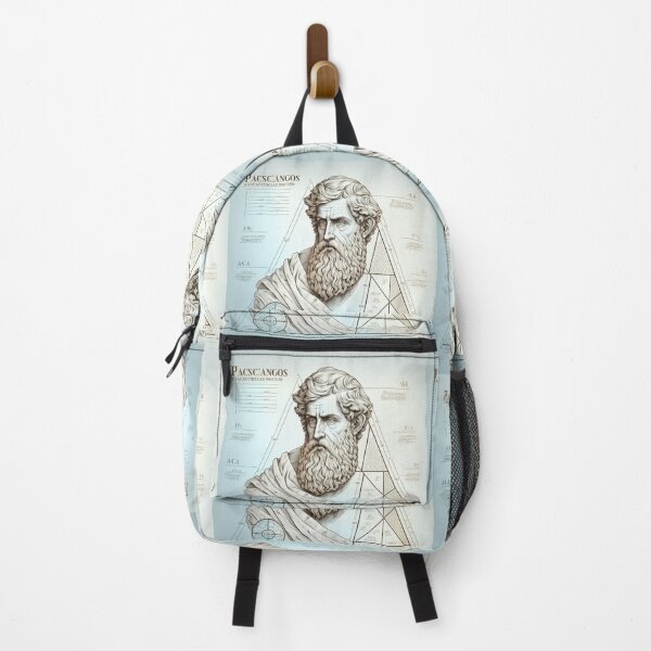 Item preview, Pythagoras Bust with Geometry Construction Drawing designed and sold by RAGANADesign.