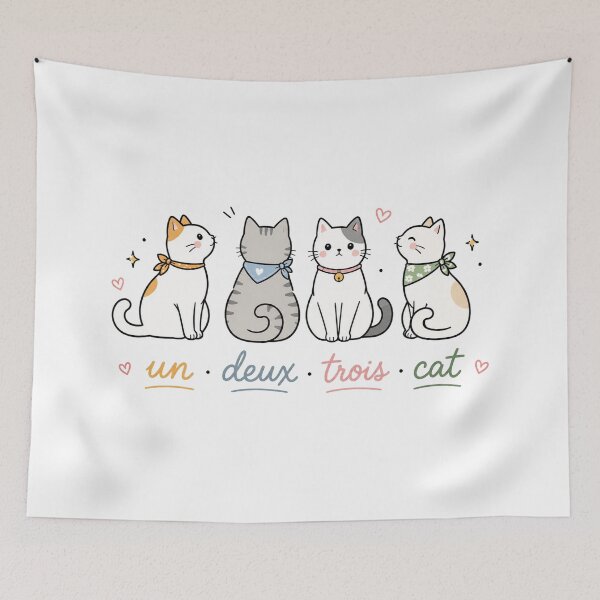 Aperçu de l'œuvre Un Deux Trois Chat, Chat Drôle, Amoureux des Chats, Chat Mignon, Dame aux Chats créée et vendue par Quiajia.