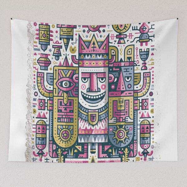 Item preview, Vibrant Maximalist Geometric King Portrait designed and sold by Romgora.
