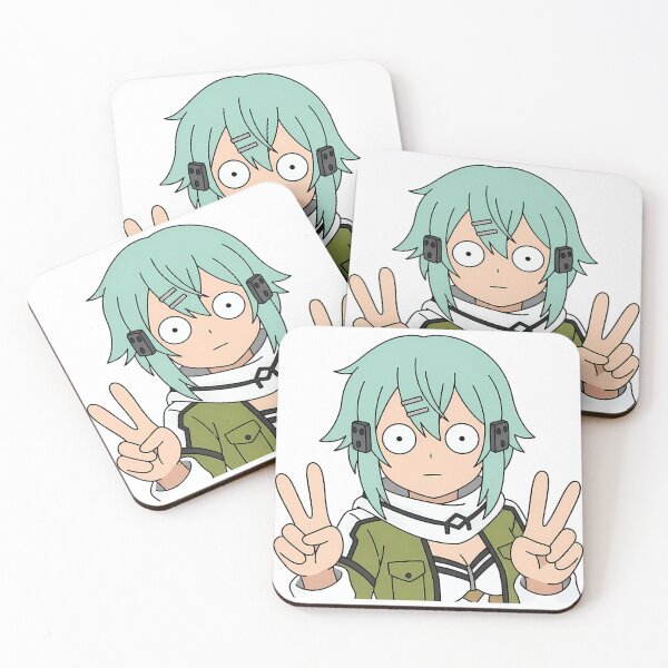 Item preview, Sinon Sword Art Online Funny Mint Hair Peace Pose designed and sold by Dashsopaner.