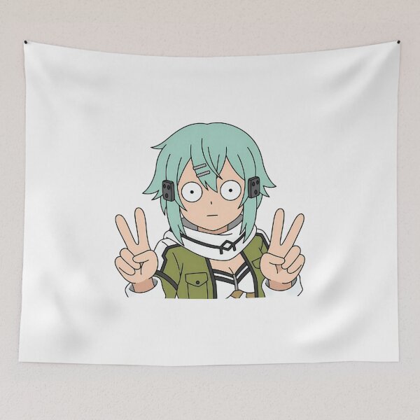 Item preview, Sinon Sword Art Online Funny Mint Hair Peace Pose designed and sold by Dashsopaner.