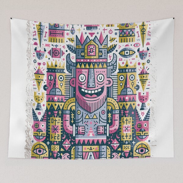 Item preview, Vibrant Geometric Tribal King Artwork designed and sold by Romgora.