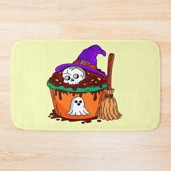 Item preview, Spooky Halloween Bakery Witch Cupcake with Skull Hat and Broomstick Vector Illustration designed and sold by RS4you.