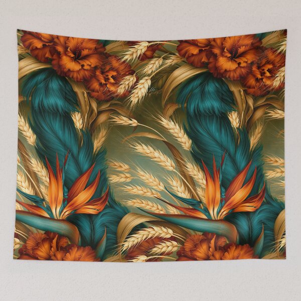 Item preview, Autumn Harvest Grain and Floral Pattern designed and sold by Piotrek0001.