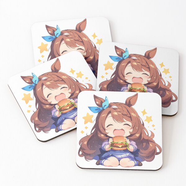 Item preview, Super Creek Uma Musume Pretty Derby Chibi Kawaii Burger Anime Girl Happy Glow designed and sold by Dashsopaner.