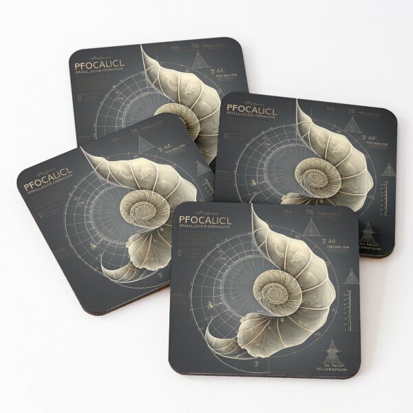 Item preview, Pale Nautilus Blueprint Study on Charcoal designed and sold by RAGANADesign.