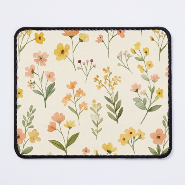 Item preview, Yellow and peach mini flowers | Watercolour art designed and sold by wobblyfrogs.