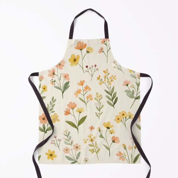 Item preview, Yellow and peach mini flowers | Watercolour art designed and sold by wobblyfrogs.