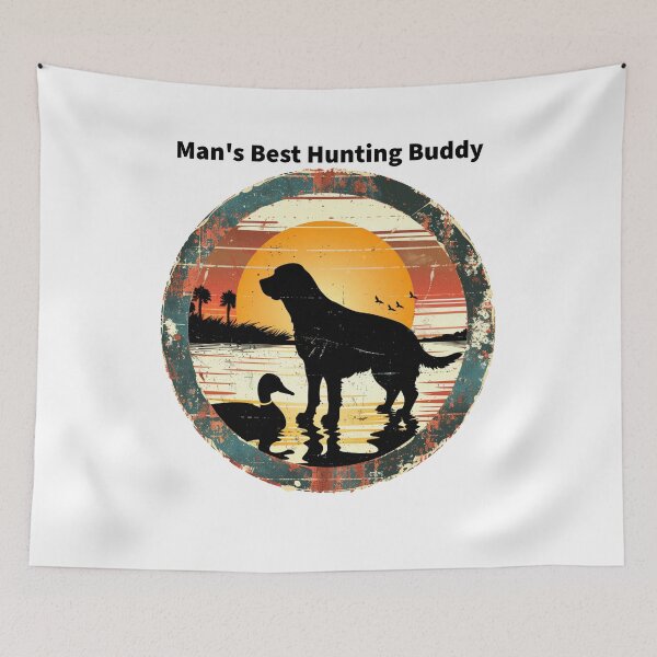 Item preview, Vintage Retro Labrador Dog Hunting Duck Sunset Gift T-Shirt designed and sold by TrendyGalaxy.