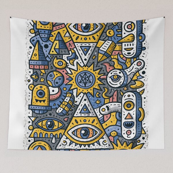 Item preview, Vibrant Psychedelic Esoteric Geometric Doodle Art designed and sold by Romgora.