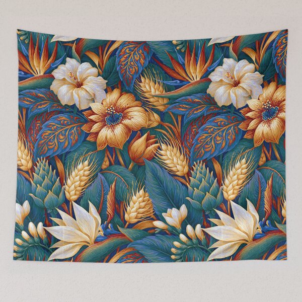 Item preview, Azure Dreams and Orange Floral Mosaic designed and sold by Piotrek0001.