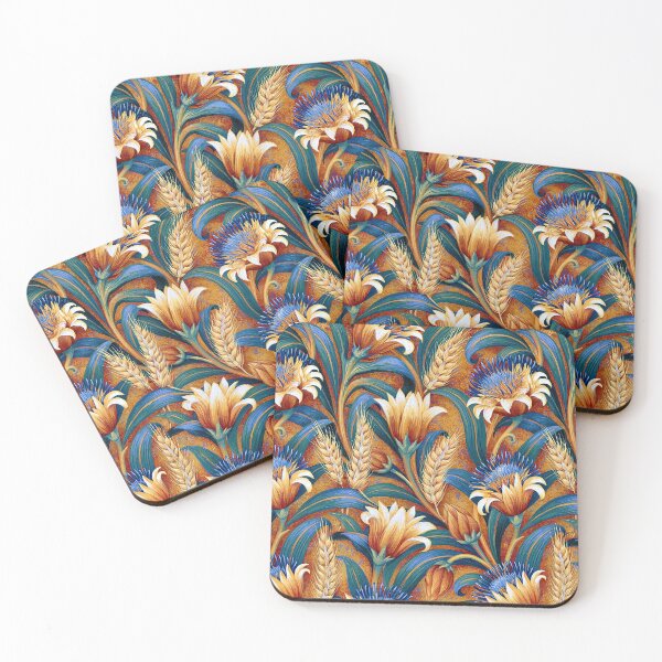 Item preview, Vibrant Orange Blossom and Blue Linen Pattern designed and sold by Piotrek0001.