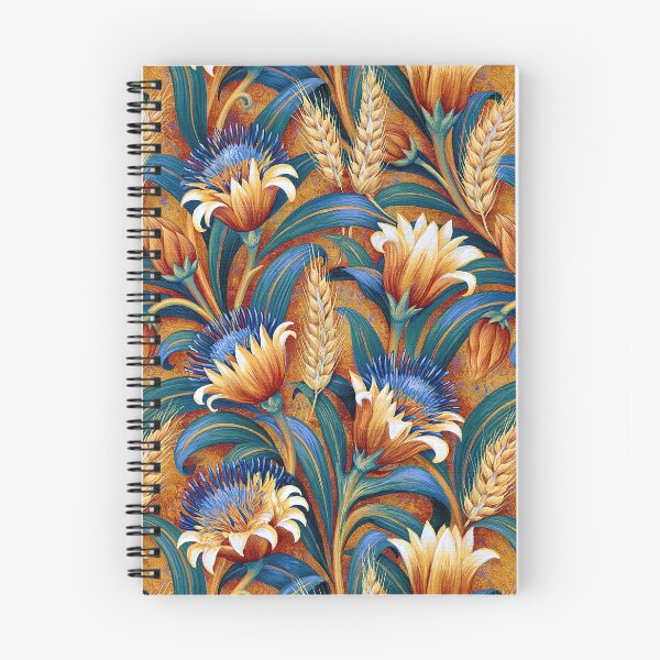 Item preview, Vibrant Orange Blossom and Blue Linen Pattern designed and sold by Piotrek0001.
