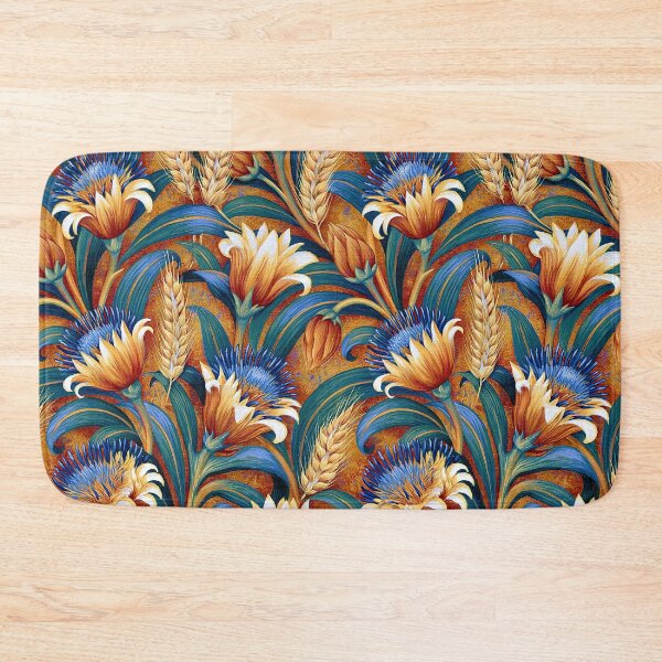 Item preview, Vibrant Orange Blossom and Blue Linen Pattern designed and sold by Piotrek0001.