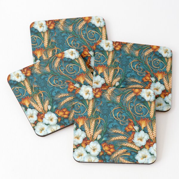 Item preview, Deep Teal Floral Tapestry and White Daisies designed and sold by Piotrek0001.