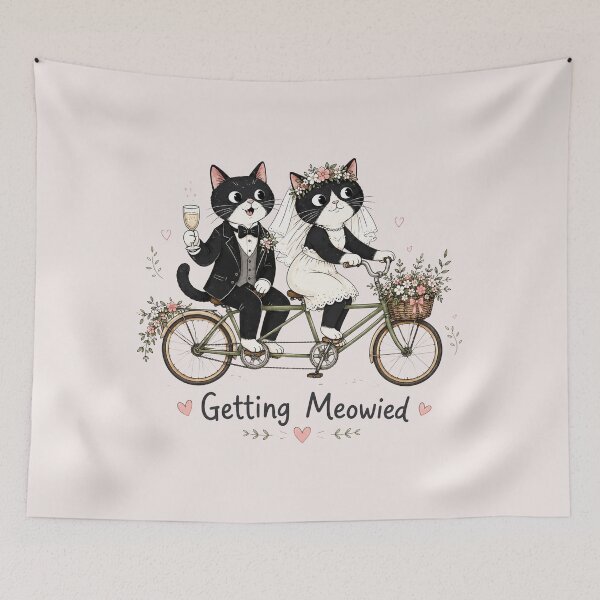 Item preview, Getting Meowied Cat Wedding, Funny Bride Groom Cat, Cat Lover Wedding Gift, Tandem Bicycle designed and sold by Quiajia.