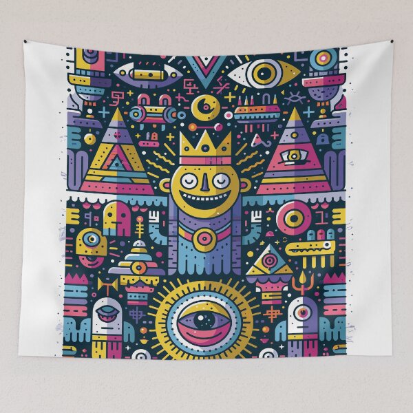 Item preview, Vibrant Cosmic King Abstract Geometric Art designed and sold by Romgora.