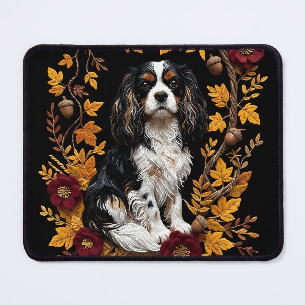 Item preview, Cavalier King Charles Spaniel Autumn Flowers and Acorns designed and sold by ManJiangHong.