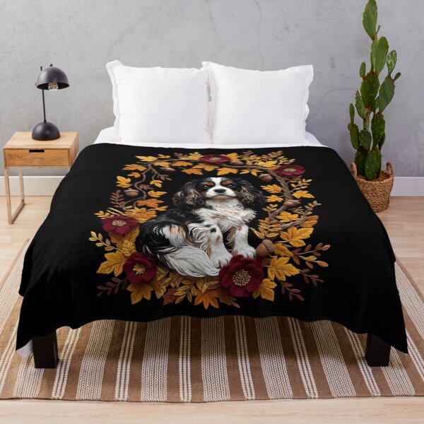 Item preview, Cavalier King Charles Spaniel Autumn Flowers and Acorns designed and sold by ManJiangHong.