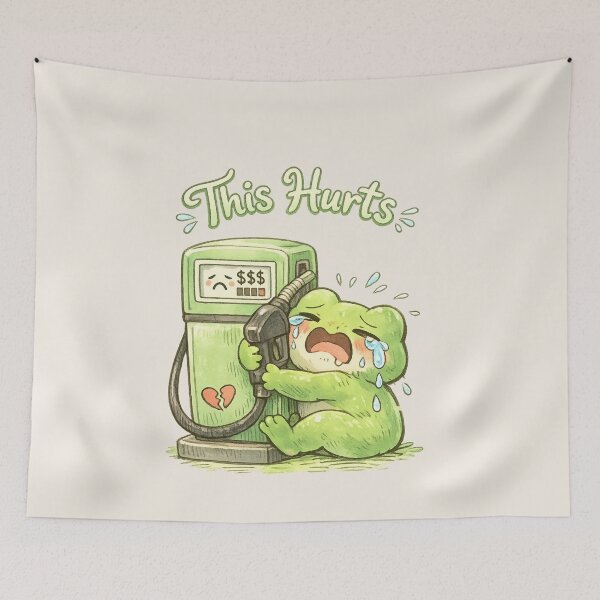 Item preview, Cute "This Hurts" Crying Frog Fuel Pump | Kawaii Gas Prices Humor designed and sold by Moons Studio.