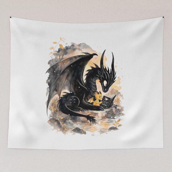 Item preview, Fourth Wing Dragons Reading Together Cute Tairn And Andarna designed and sold by Rising Drake.