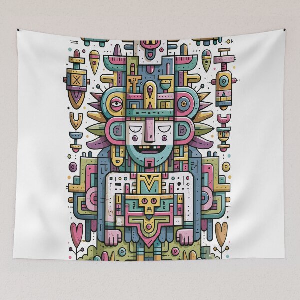 Item preview, Vibrant Geometric Deity Totem Graphic Art designed and sold by Romgora.