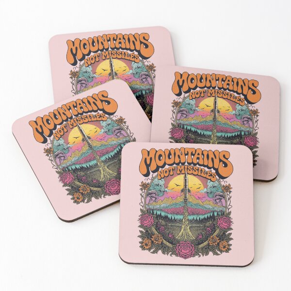 Item preview, Mountains Not Missiles | Retro Sunset Mountain Graphic designed and sold by Skyrocketz.
