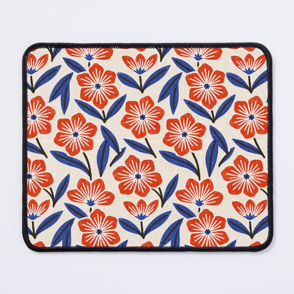 Item preview, Bold Red and Blue Folk Art Florals designed and sold by junkydotcom.