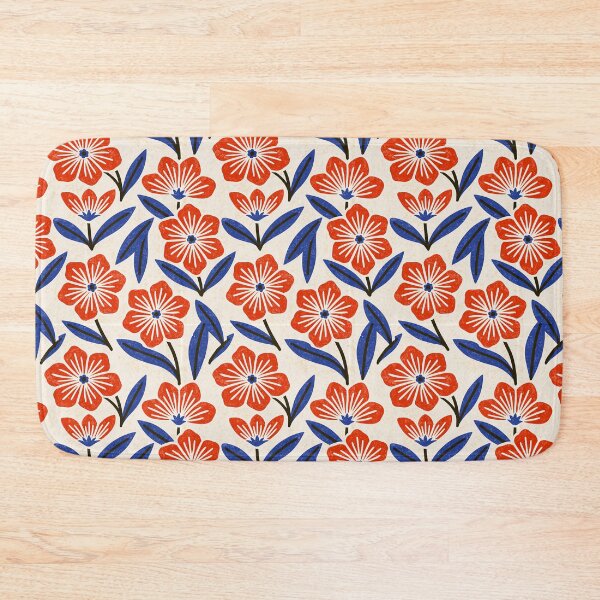 Item preview, Bold Red and Blue Folk Art Florals designed and sold by junkydotcom.