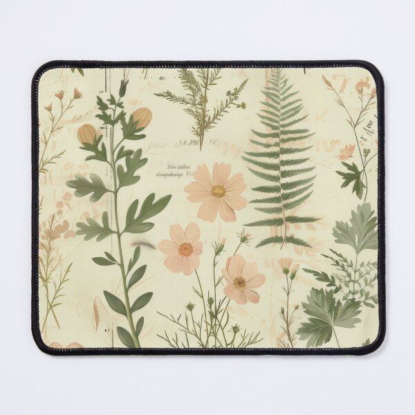 Item preview, Vintage Botanical Herbarium Pattern - Pink Cosmos & Wild Ferns designed and sold by Whimsical Wayfarer.