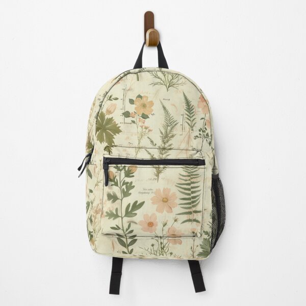 Item preview, Vintage Botanical Herbarium Pattern - Pink Cosmos & Wild Ferns designed and sold by Whimsical Wayfarer.