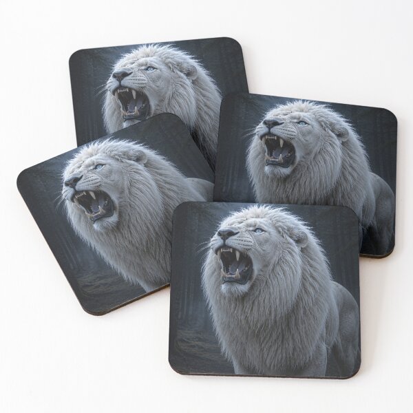 Item preview, Roaring White Lion in Moonlight Forest designed and sold by Vaelia.