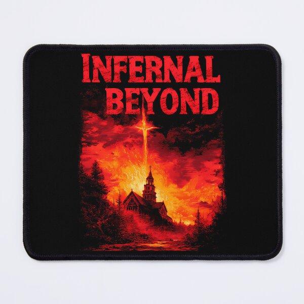 Item preview, Burning Church In Fiery Hellscape Under Radiant Light Cross designed and sold by PaulUllrich.