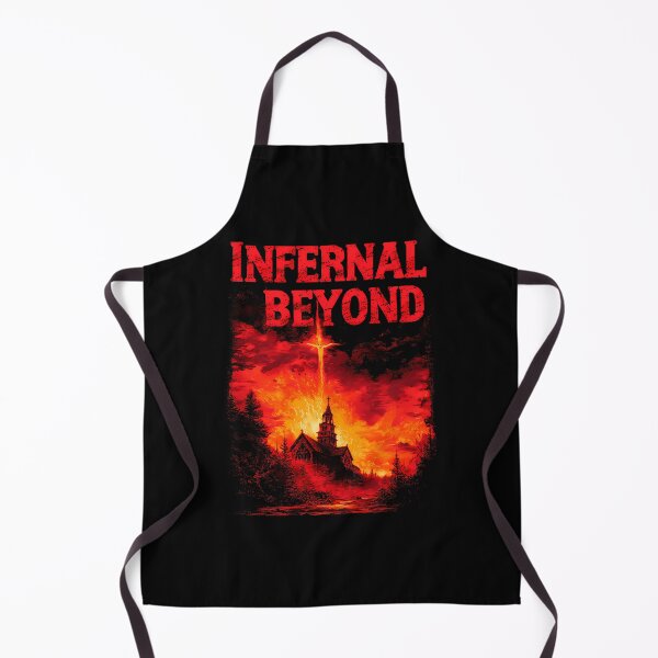 Item preview, Burning Church In Fiery Hellscape Under Radiant Light Cross designed and sold by PaulUllrich.