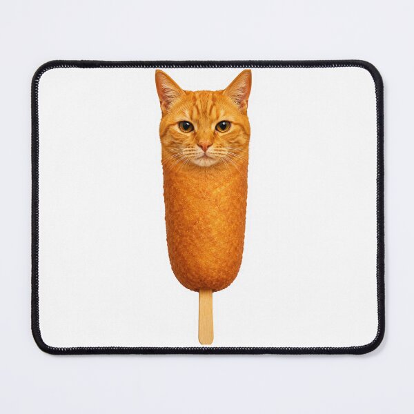 Item preview, Corn Dog Cat Funny Orange Tabby Meme Cursed Absurdist Food Mashup Graphic designed and sold by raedattia.
