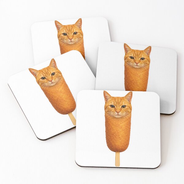 Item preview, Corn Dog Cat Funny Orange Tabby Meme Cursed Absurdist Food Mashup Graphic designed and sold by raedattia.