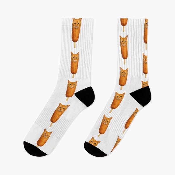 Item preview, Corn Dog Cat Funny Orange Tabby Meme Cursed Absurdist Food Mashup Graphic designed and sold by raedattia.