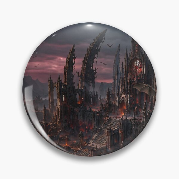 Item preview, Gothic Ruins in Flames: Dark Fantasy Landscape designed and sold by Vaelia.