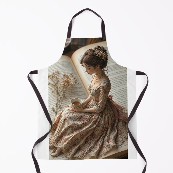 Item preview, Romantic Vintage Woman Reading on an Open Book with Tea designed and sold by Arts121.
