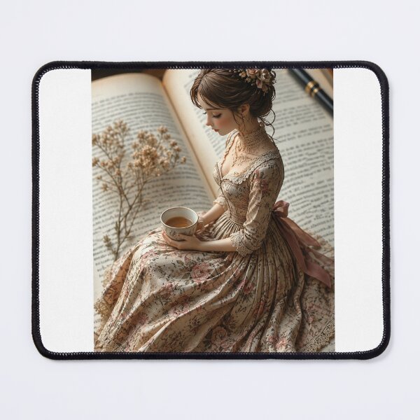 Item preview, Romantic Vintage Woman Reading on an Open Book with Tea designed and sold by Arts121.