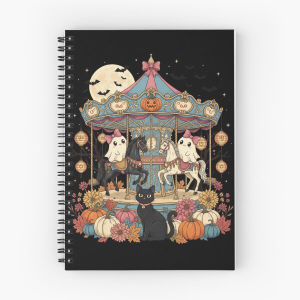Item preview, Cute Halloween Ghost Carousel Spooky Black Cat Trick-Or-Treat designed and sold by CF_VintageDesign.